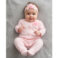 H14263NB: Baby Girls Pink All In One With Tutu Detail & Headband On A Satin Padded Hanger (0-9 Months)